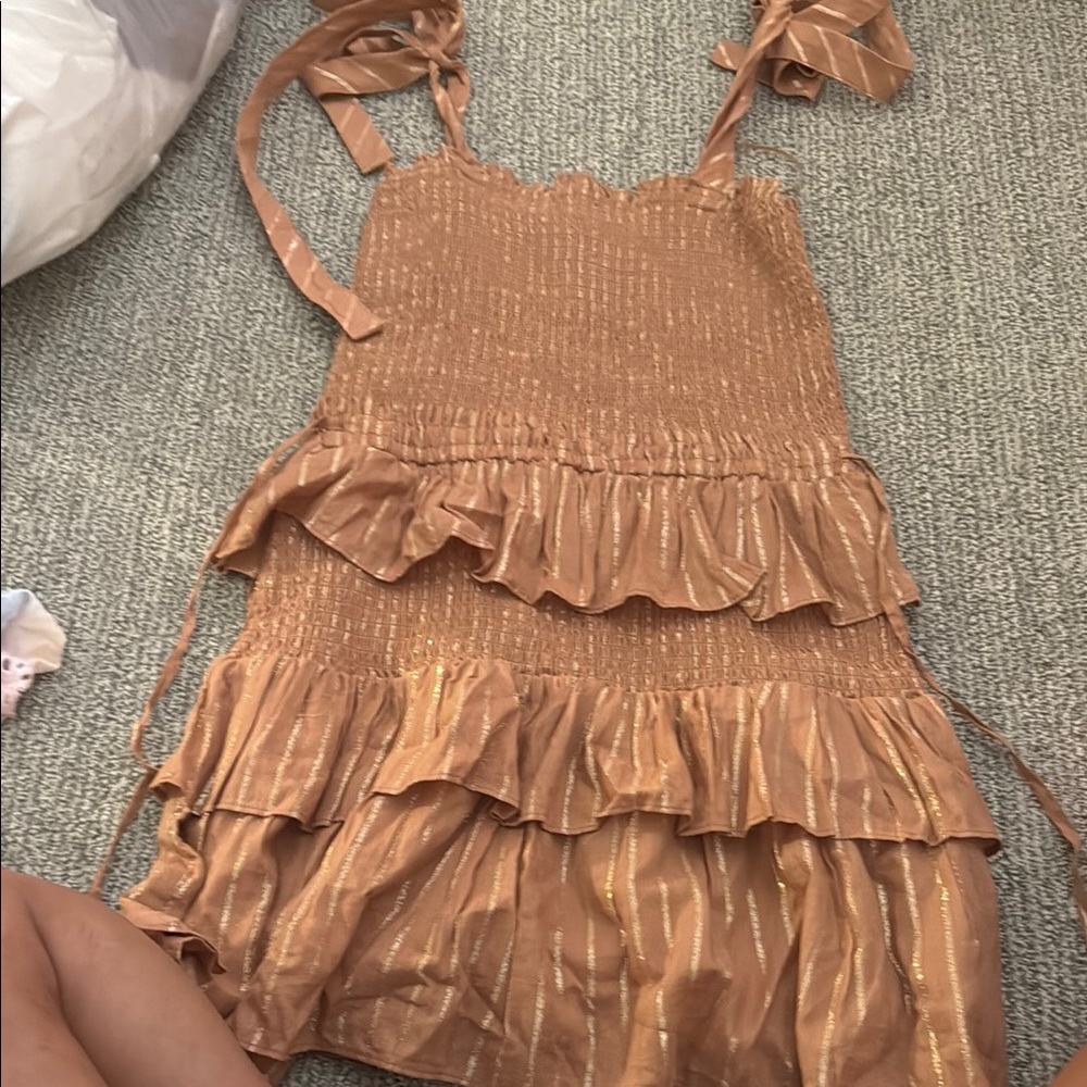 House of Harlow 1960 Tan and Gold Dress